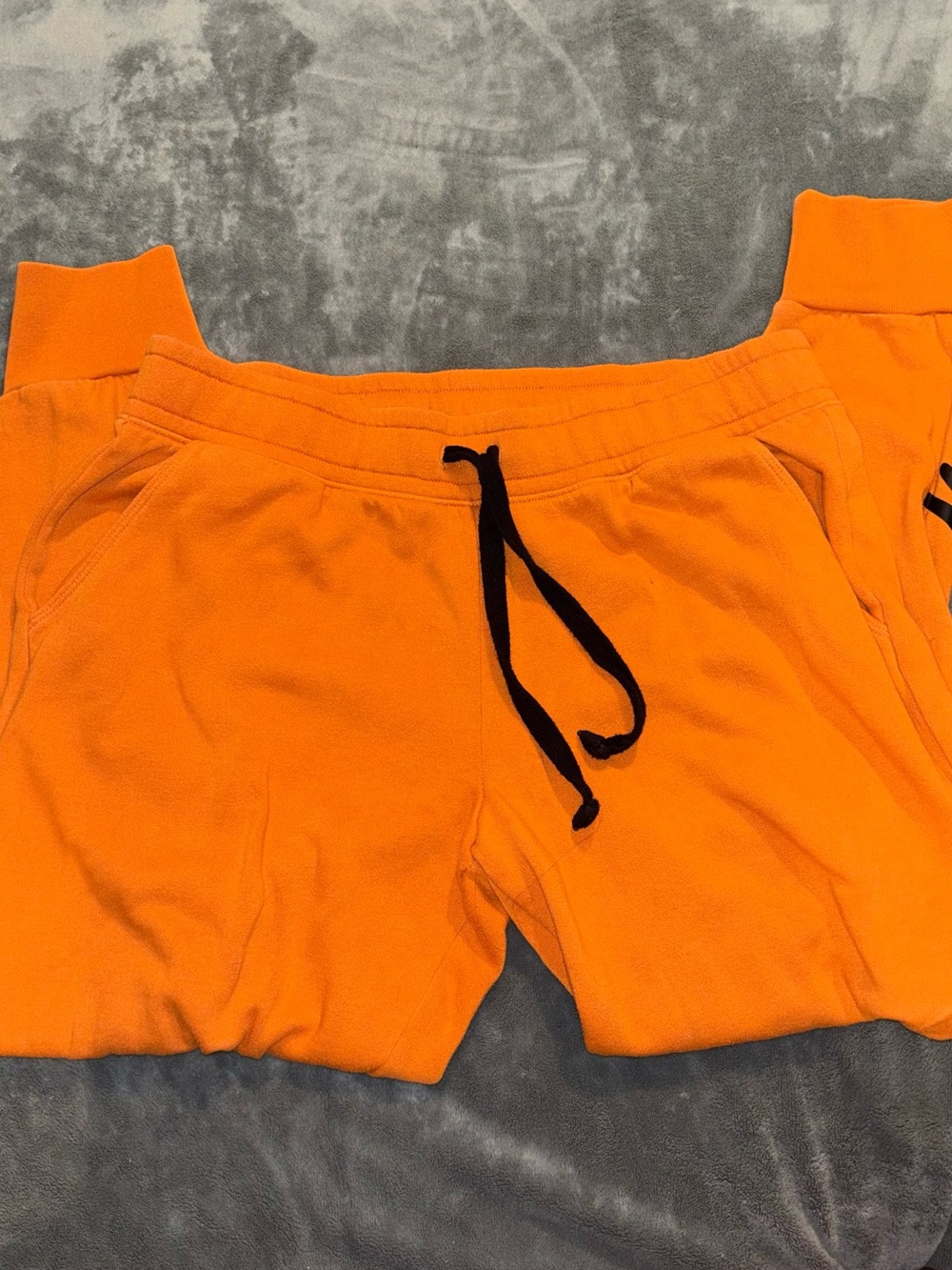 PINK Victoria's Secret Bright Orange Joggers with Black Drawstring